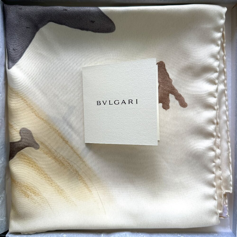 BVLGARI Davide PIZZIGONI Signed Creme/Beige SILK 34" Silk SANDCASTLE BEACH